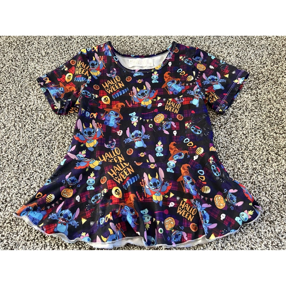 Kk31 Magnolia Babes & Co. Halloween Stitch Disney tunic‎ dress  3XL 7-8T
